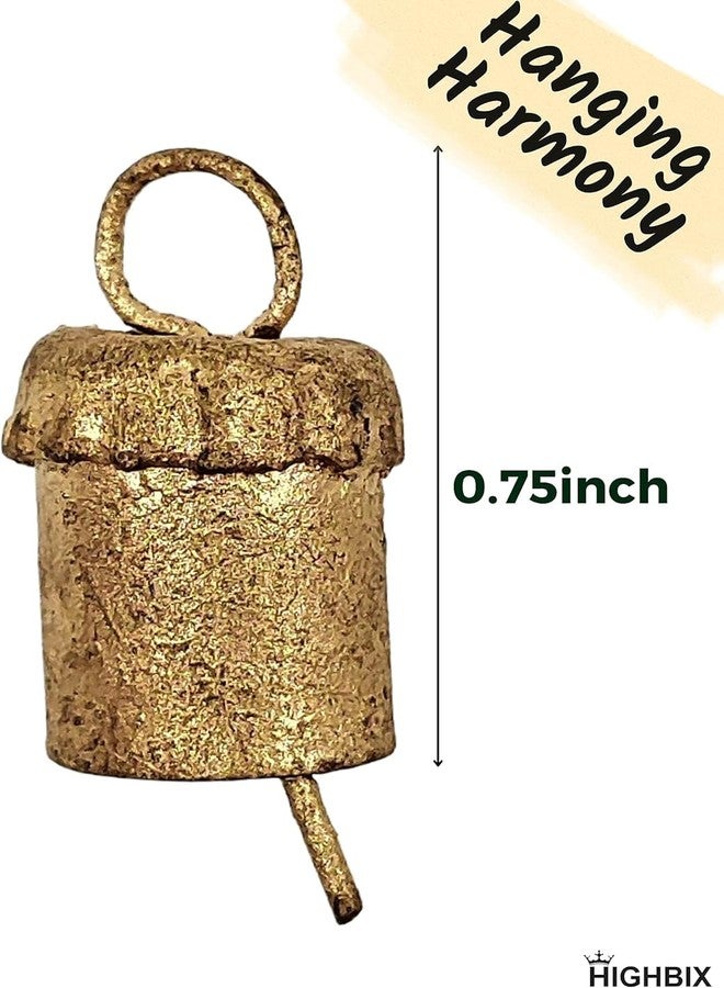 HIGHBIX 50 Mini Golden Rustic Cow Bells - 0.75 Inch Handcrafted Tin Metal Bells for DIY Crafts, Wind Chimes, Garland, Wedding Décor, Christmas Ornaments & Festival Decorations - Image 2